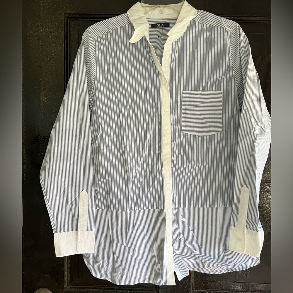 NYDJ Blue Striped Blouse NWOT - Picture 3 of 4